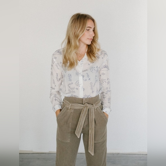 Citizens of Humanity Noelle Surplus Army Green Tan High Waist Paper Bag Waist 25 - Picture 15 of 15